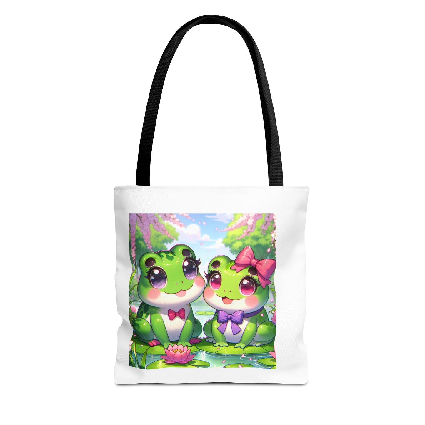 Cute Frog Couple Tote Bag - Kawaii Style for Nature Lovers