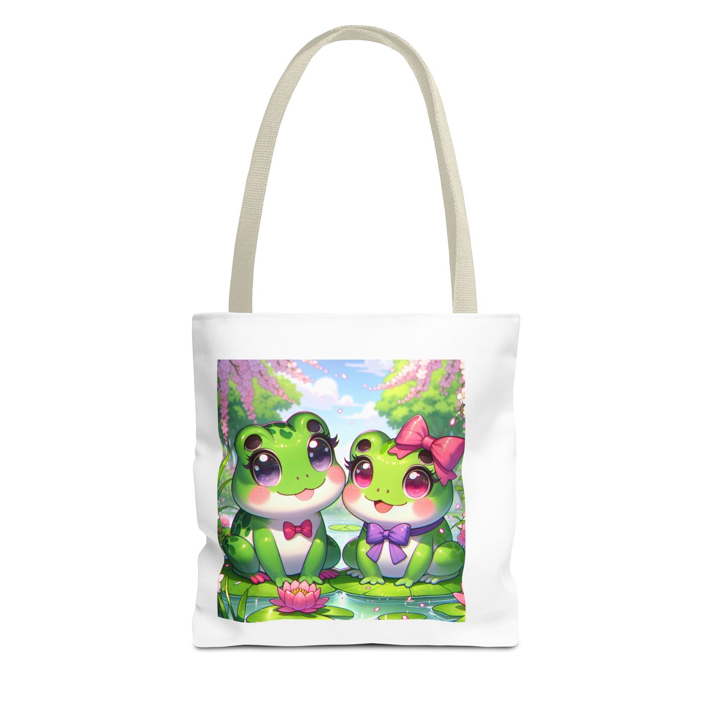 Cute Frog Couple Tote Bag - Kawaii Style for Nature Lovers