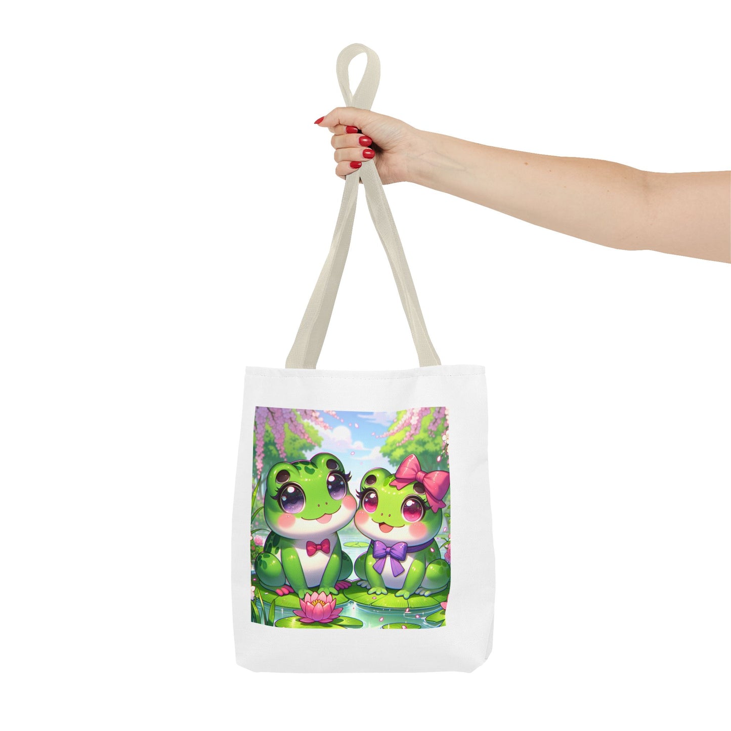 Cute Frog Couple Tote Bag - Kawaii Style for Nature Lovers