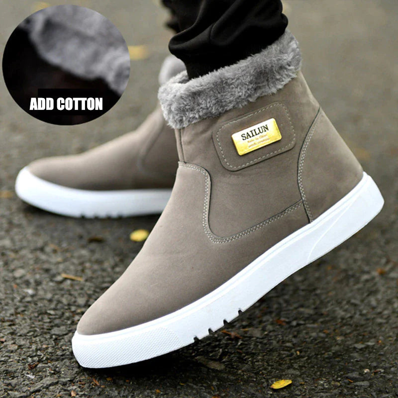 Thick Warm Men Boots Leather Shoes Men Winter Snow Boots High-Top Men'S Casual Shoes with Fur plus Velvet Ankle Boots Male