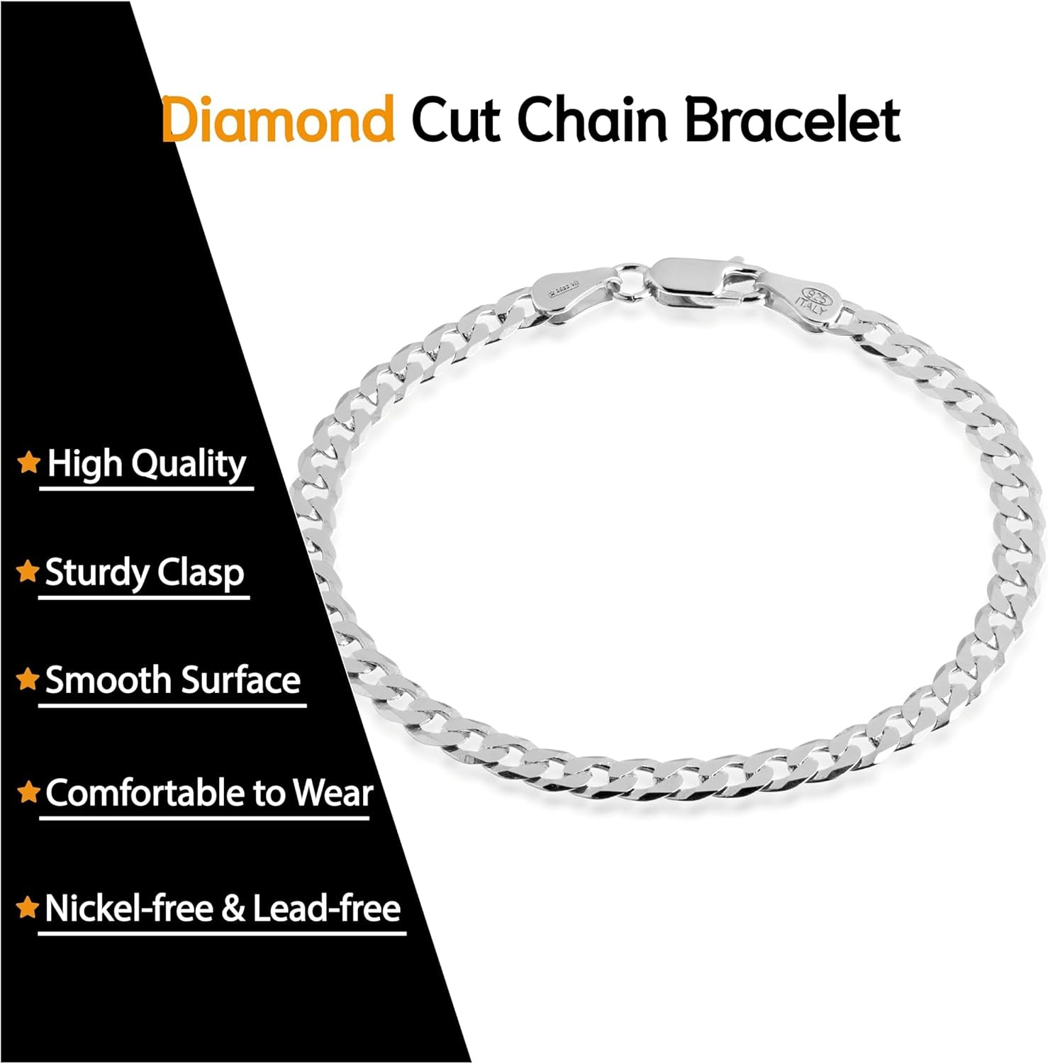 - Cuban Link Chain 925 Sterling Silver Made in Italy Certified - Women Men Boys Girls Bracelet - 7 to 9 Inch - 5Mm or 7Mm Diamond-Cut - Gift Box Included