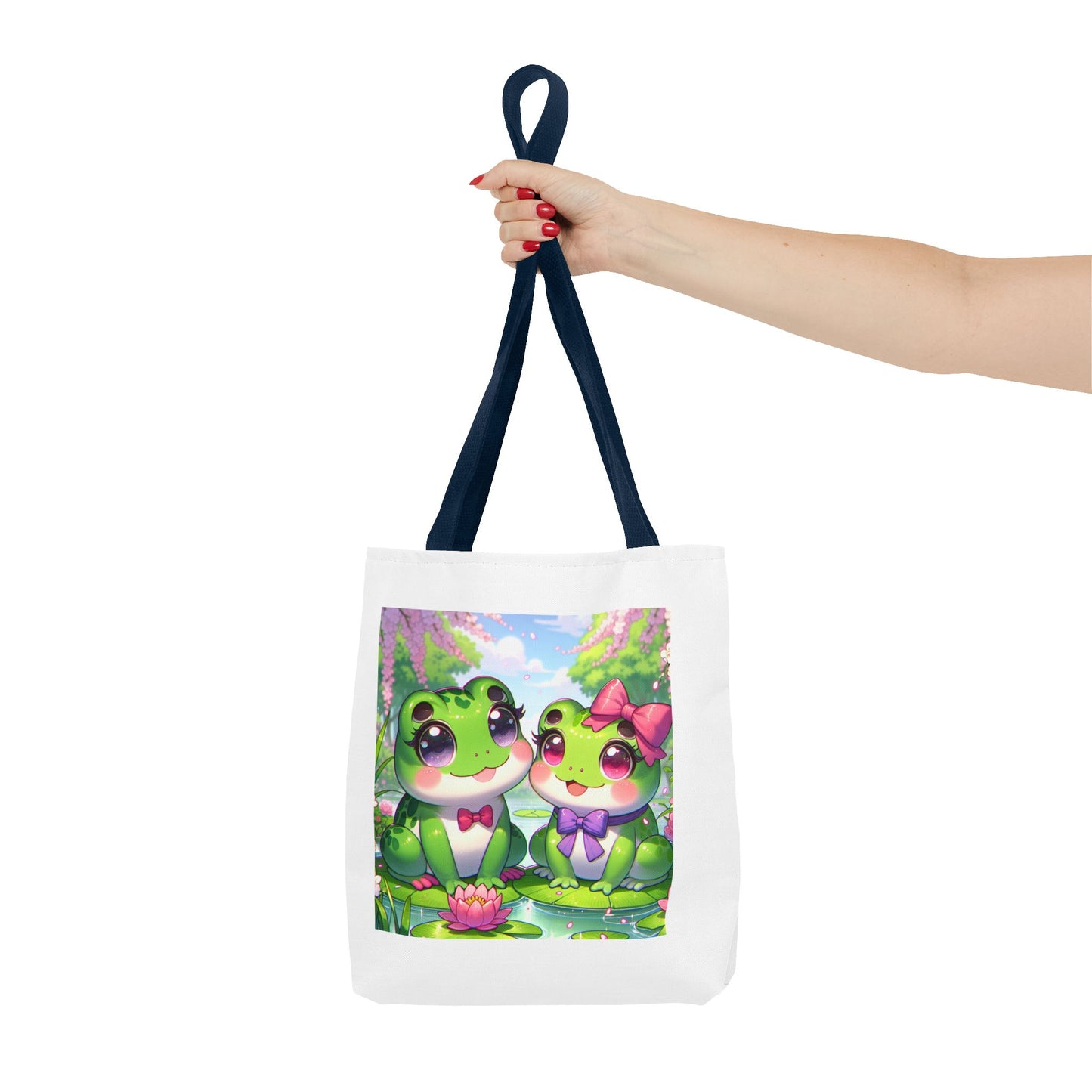 Cute Frog Couple Tote Bag - Kawaii Style for Nature Lovers