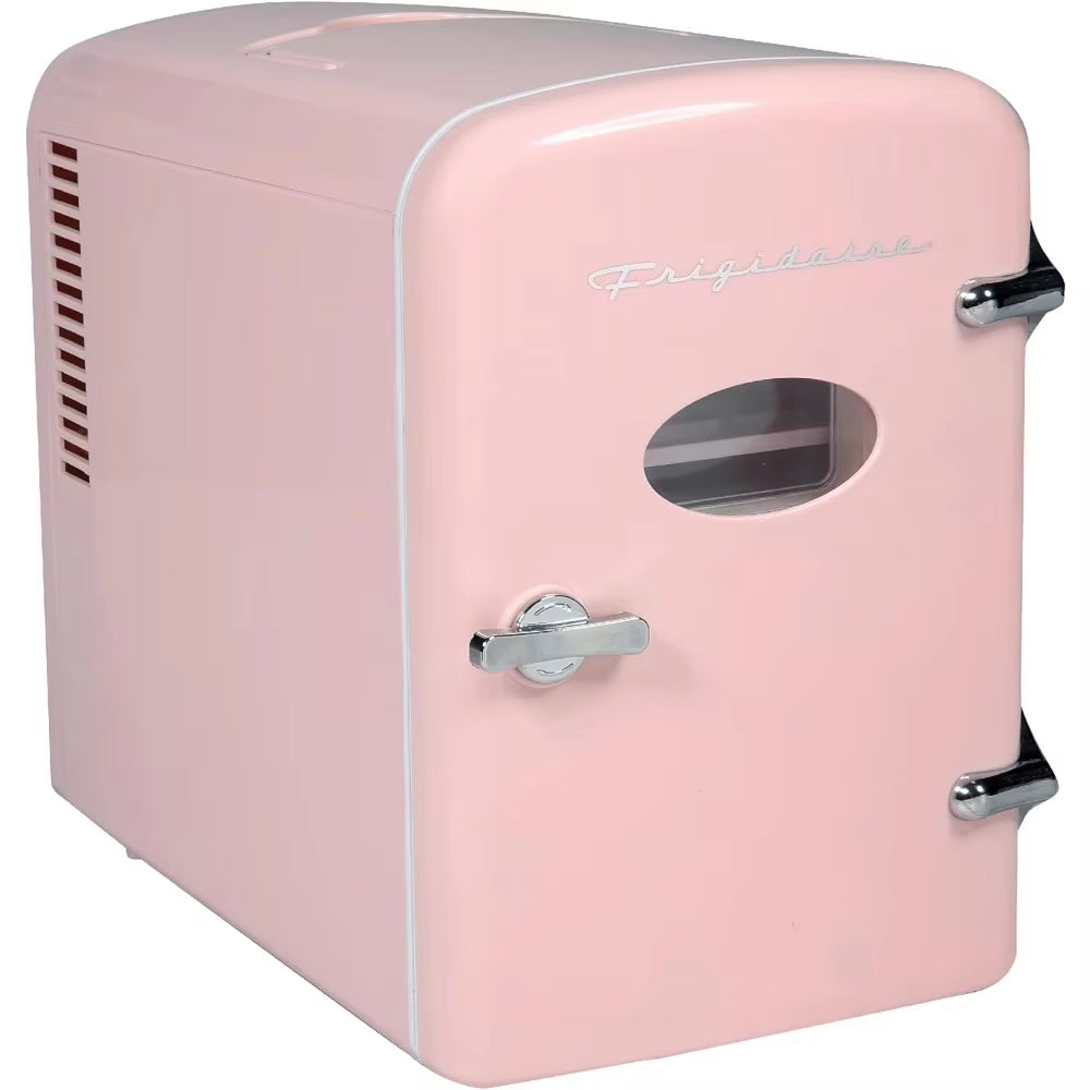 Pink Mini Portable Fridge, 4 Litres Capacity Chills Six 12Oz Cans, 100% Freon-Free & Eco Friendly, Beverage Cooler