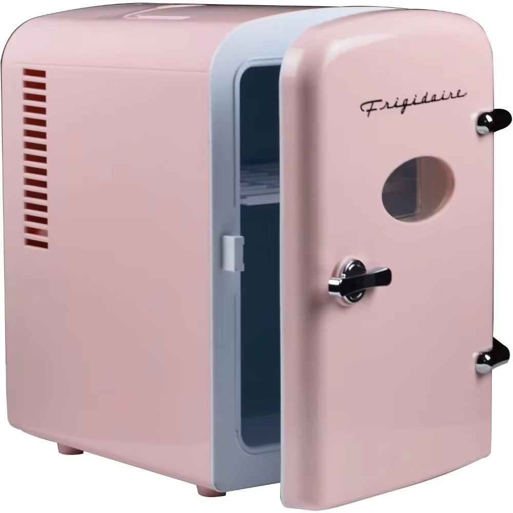 Pink Mini Portable Fridge, 4 Litres Capacity Chills Six 12Oz Cans, 100% Freon-Free & Eco Friendly, Beverage Cooler