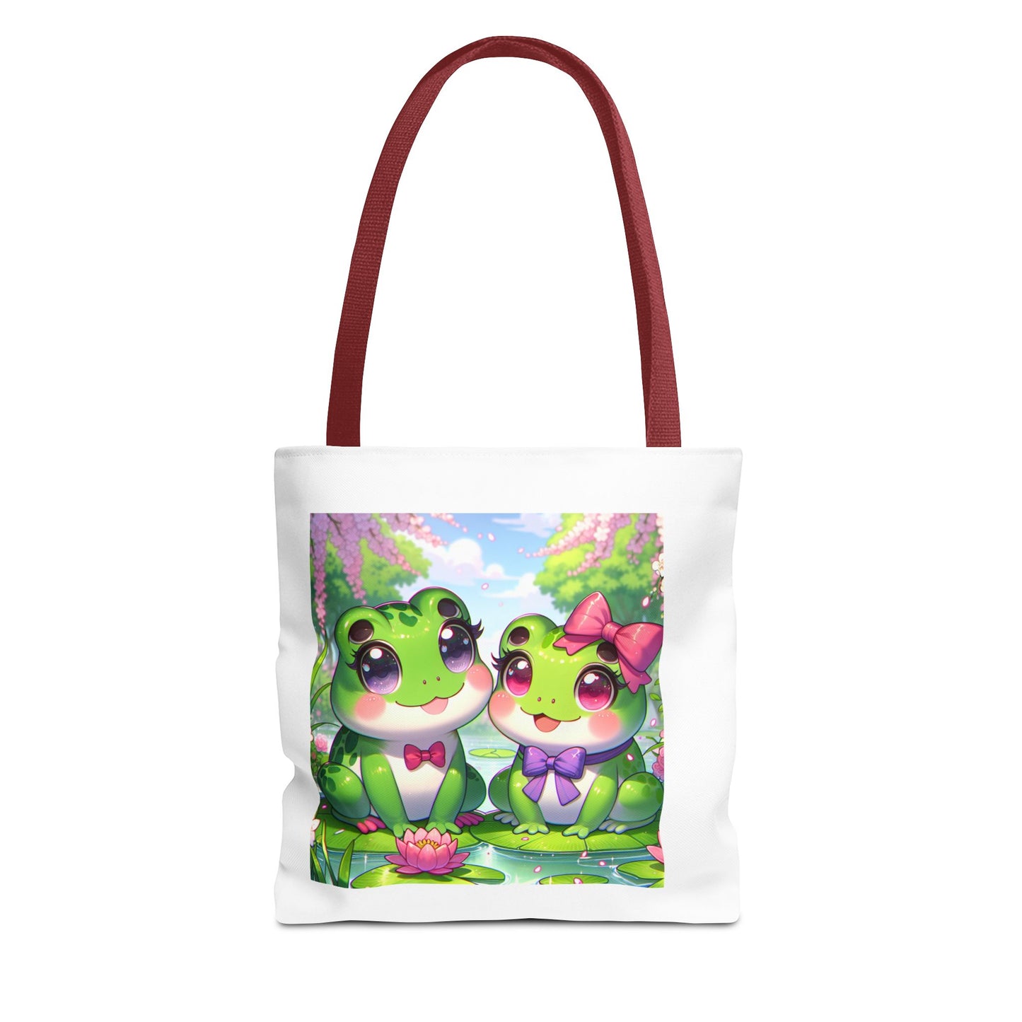 Cute Frog Couple Tote Bag - Kawaii Style for Nature Lovers