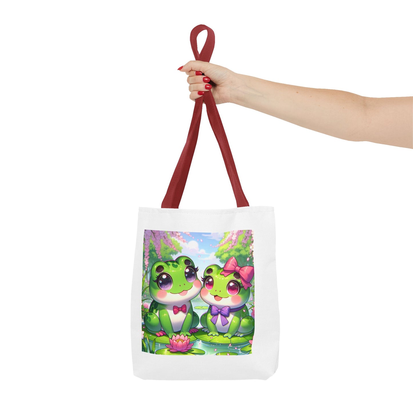 Cute Frog Couple Tote Bag - Kawaii Style for Nature Lovers