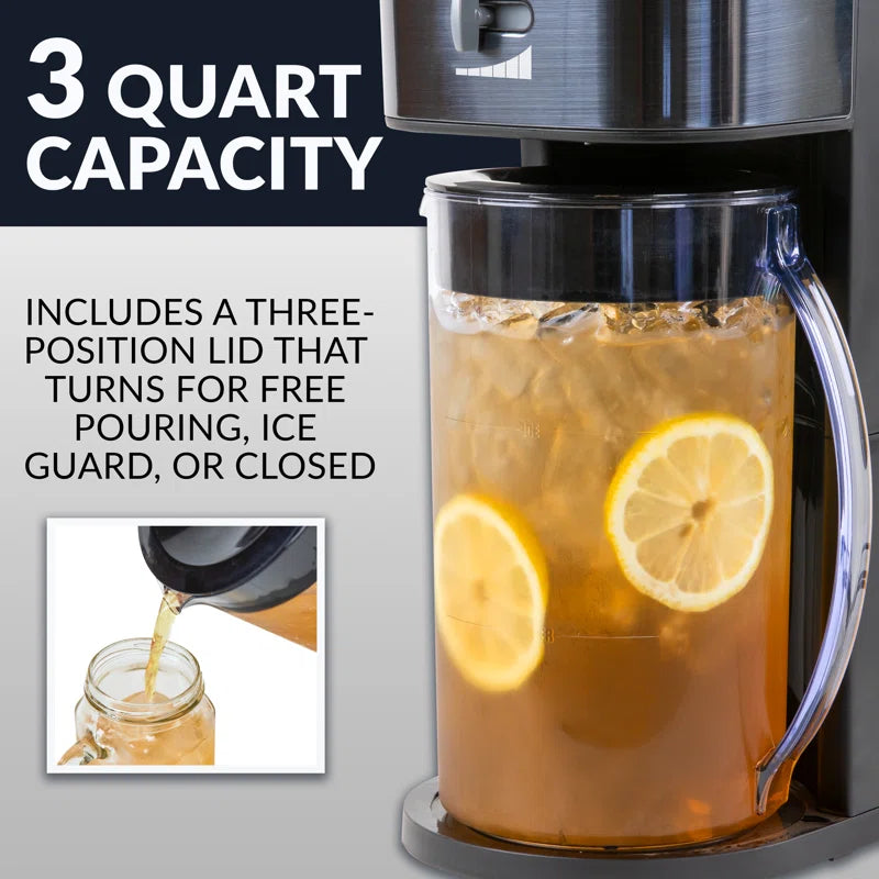 HCIT3BS 3-Quart Black Stainless Steel Café' Ice Iced Coffee and Tea Brewing System