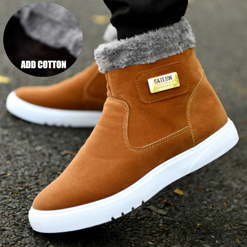 Thick Warm Men Boots Leather Shoes Men Winter Snow Boots High-Top Men'S Casual Shoes with Fur plus Velvet Ankle Boots Male