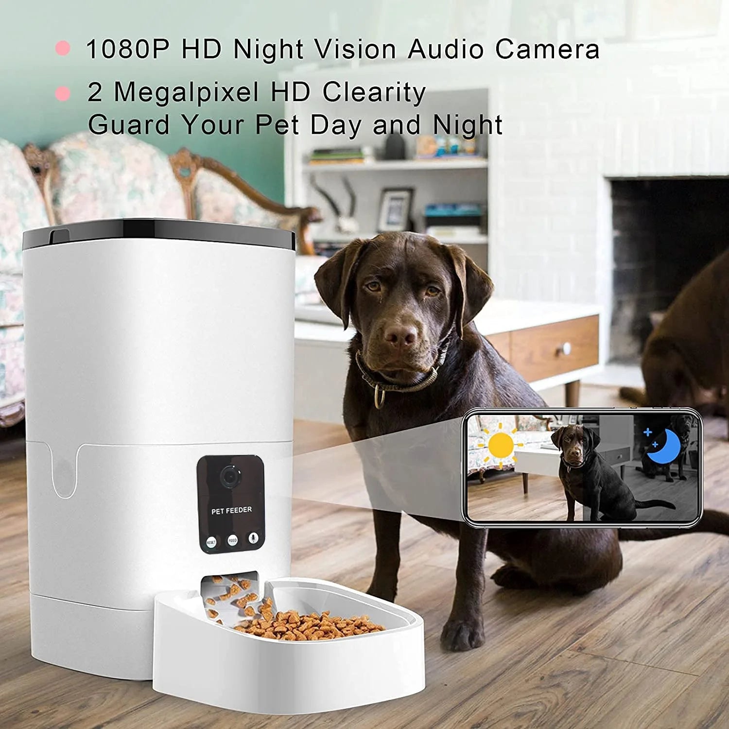 6L Automatic Pet Feeder for Cats and Dogs, Wifi Pet Food Dispenser with App Control