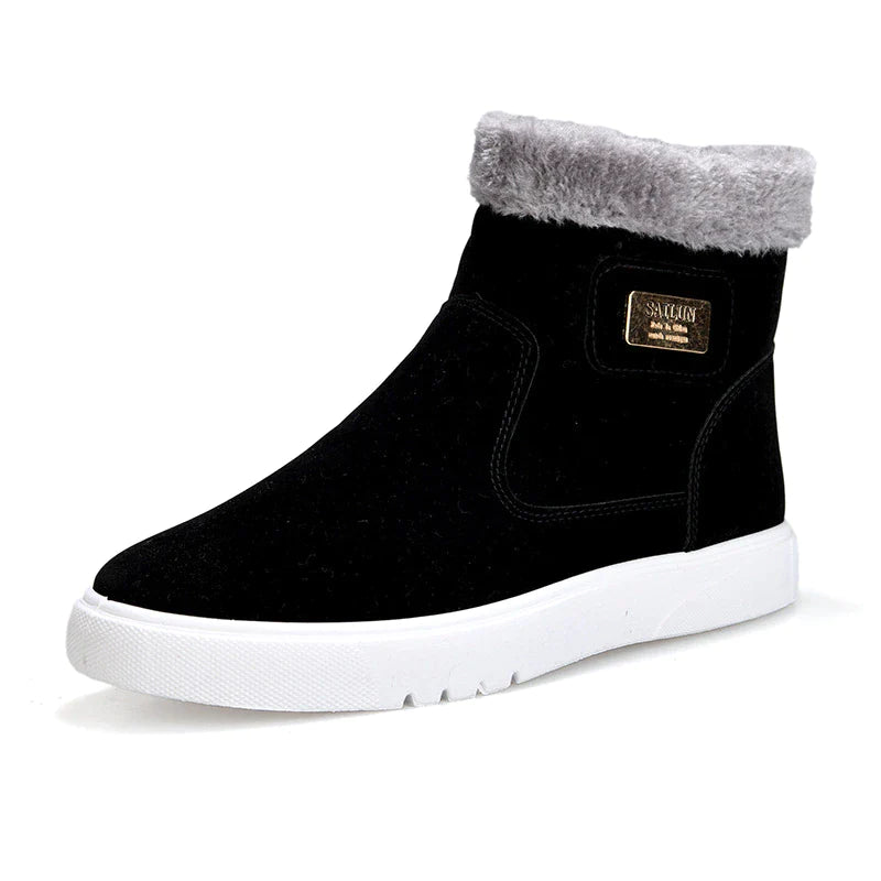 Thick Warm Men Boots Leather Shoes Men Winter Snow Boots High-Top Men'S Casual Shoes with Fur plus Velvet Ankle Boots Male