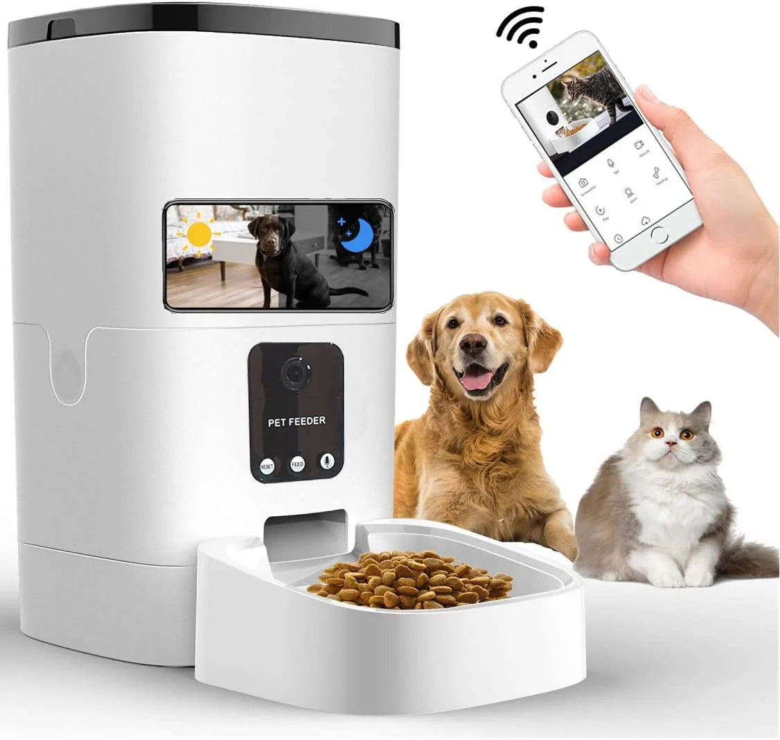 6L Automatic Pet Feeder for Cats and Dogs, Wifi Pet Food Dispenser with App Control